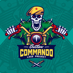Military Skull Bikers Esport Logo Design