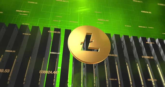 Litecoin Digital Crypto Currency Mining With Graphic Cards - 4K 3D Animation