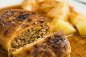 Traditional Stuffed Cabbage with cooked Potatoes