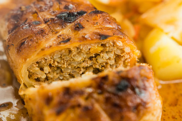 Traditional Stuffed Cabbage with cooked Potatoes
