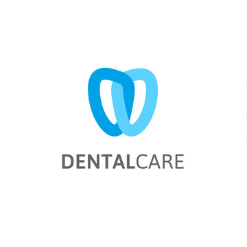 Dental care icon. Dentist clinic vector logo template. Abstract stylized tooth, modern logotype for stomatology. Linear knot stylized.