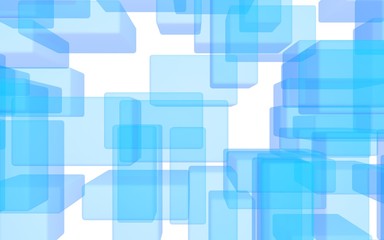Blue and white abstract digital and technology background. The pattern with repeating rectangles. 3D illustration