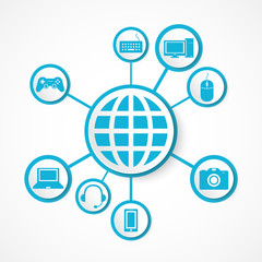 Devices icon and technology , connection concept with globe integrated