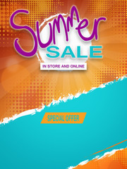 Summer sale lettering template banner