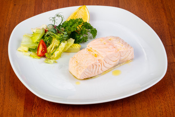 Delicious steamed salmon