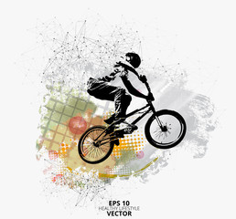 Plakat Young male bicycle jumper. Healthy lifestyle. Vector