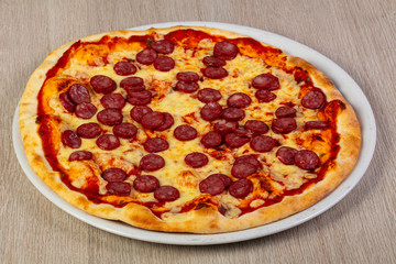 Pizza with sausages