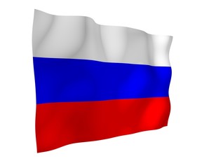 Waving flag of the Russian Federation. The National. State symbol of the Russia. 3D illustration