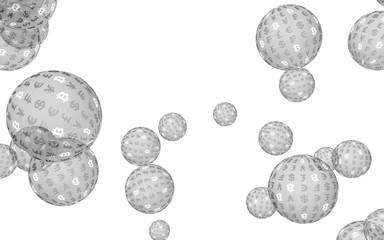 Bitcoin economic financial bubble. Cryptocurrency 3D illustration. Digital white background. Business concept.