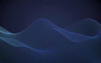 Abstract landscape background. Cyberspace grid. Hi-tech network. 3d technology illustration.