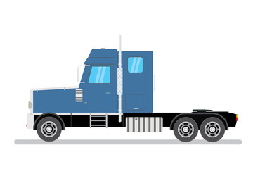 Big blue and black semi truck.Isolated on white background