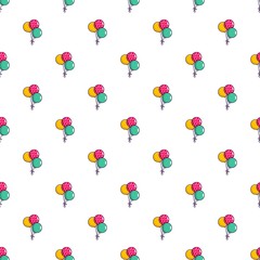 Three colorful balloons pattern seamless repeat in cartoon style vector illustration