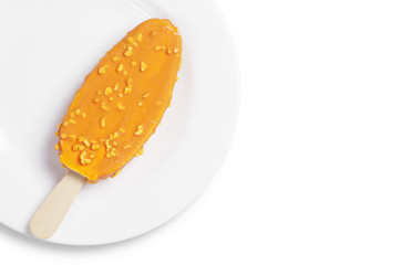 Cream popsicle in caramel glaze