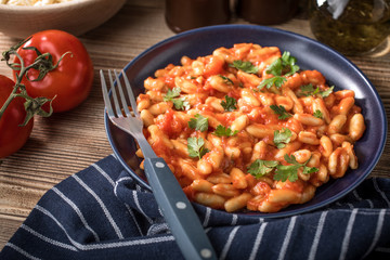 Cavatelli pasta with fresh tomato sauce.