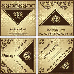Collection of cards with vintage frames and patterns. Retro luxury design