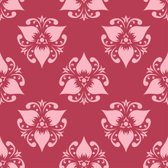 Floral seamless pattern on red background - 211406968