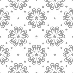 Fototapeta na wymiar Gray floral seamless design on white background