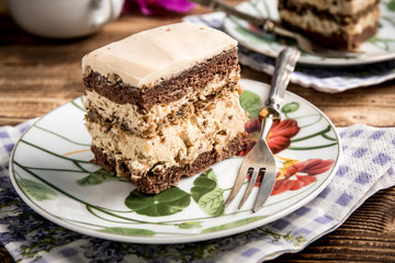 Piece of nutty-coffee cake.