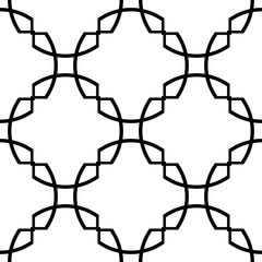 Geometric ornament. White and black seamless pattern