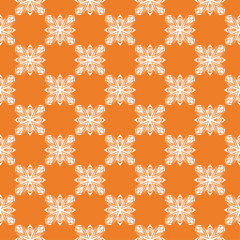 White floral seamless design on orange background
