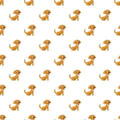 Brown dog pattern seamless repeat in cartoon style vector illustration