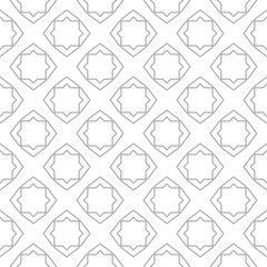 Gray geometric ornament on white background. Seamless pattern