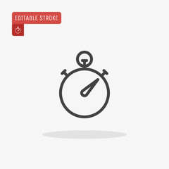 Outline Stopwatch icon isolated on grey background. Line timer pictogram. Chronometer symbol for website design, mobile application, ui. Editable stroke. Vector illustration, eps10.