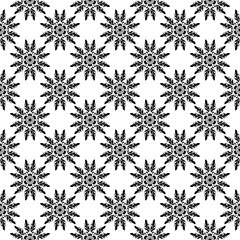 Black floral seamless pattern on white background