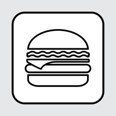 Cheeseburger icon, outline design. Fast food. Vector illustration