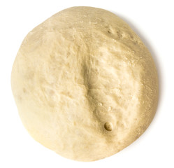 Raw dough on a white background. The view from the top.