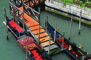 Grand canal famous landmark panoramic view Venice Italy with blue sky white cloud and gondola boat water. Beautiful architecture  Venice, Italy. 