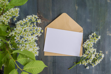 Mockup white greeting card and envelope