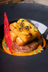 Fried meat fillet served with potato