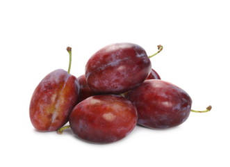 Fresh plums isolated on white background