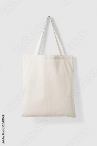 "Blank Tote Canvas Bag Mockup hanging on a wall. High ...
