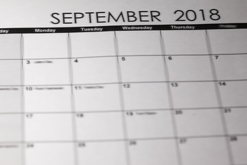 Simple September 2018 calendar. Week starts from Sunday.