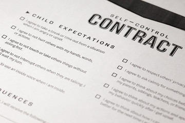 Fototapeta premium Self-Control Contract. extra work on certain behavior problems that cause them to lose some of their self-control
