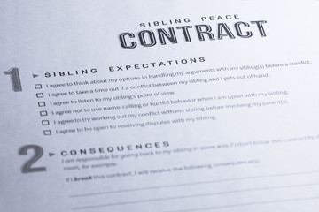 Fototapeta premium Sibling Peace Contract. To stop the fighting in its tracks.