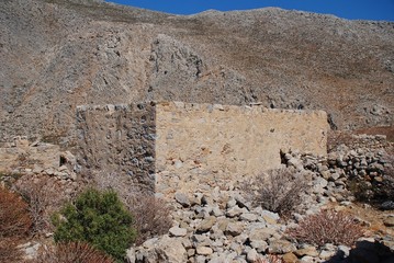 The remains of the abandoned village of Gera on the Greek island of Tilos.