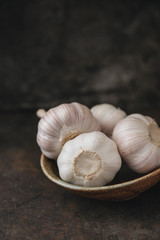 Garlic bulb with rustic background