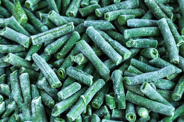 Frozen haricot background. Healthy organic eating concept.