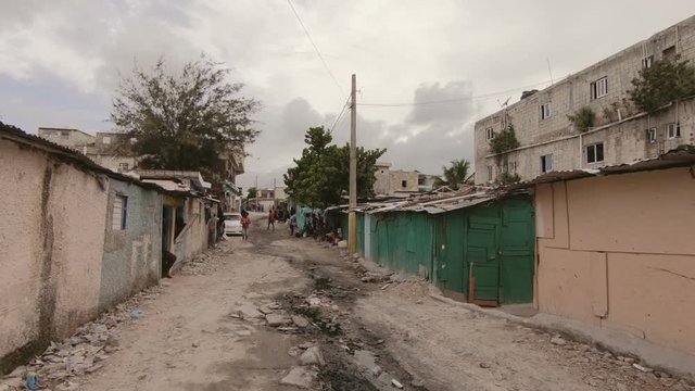 Slum. Dirty streets of the city. The Dominican Republic\Poverty, dirty streets of slums.