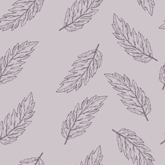 Pastel vector seamless pattern with hand drawn leaves.