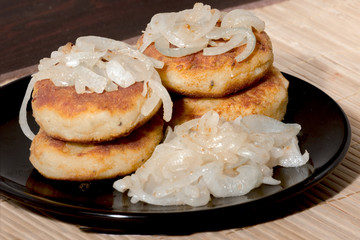 potato chops with fried onions