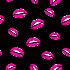 Seamless pattern - red lips kisses prints background