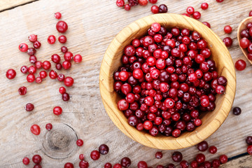 cranberries on a wooden background