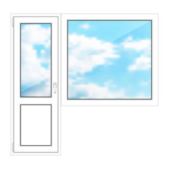 Door and window on a white background
