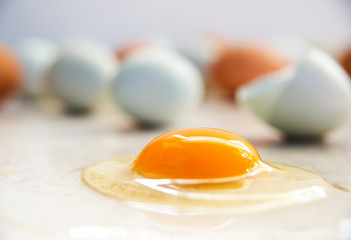 Organic Egg is Being Broken on Smooth Countertop