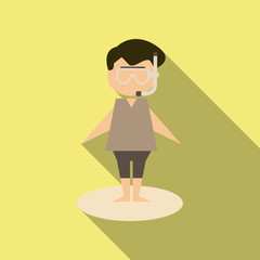 Scuba diver man in wetsuit in full height. Underwater sportsmen avatar.