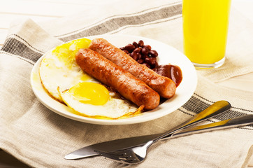 Fried egg with sausage